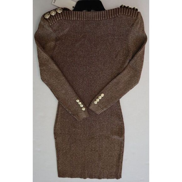 Retrofete FW22-5718 Women's Sz M Gold Avenue Metallic Rib Knit Mini Dress $325 - Picture 9 of 11